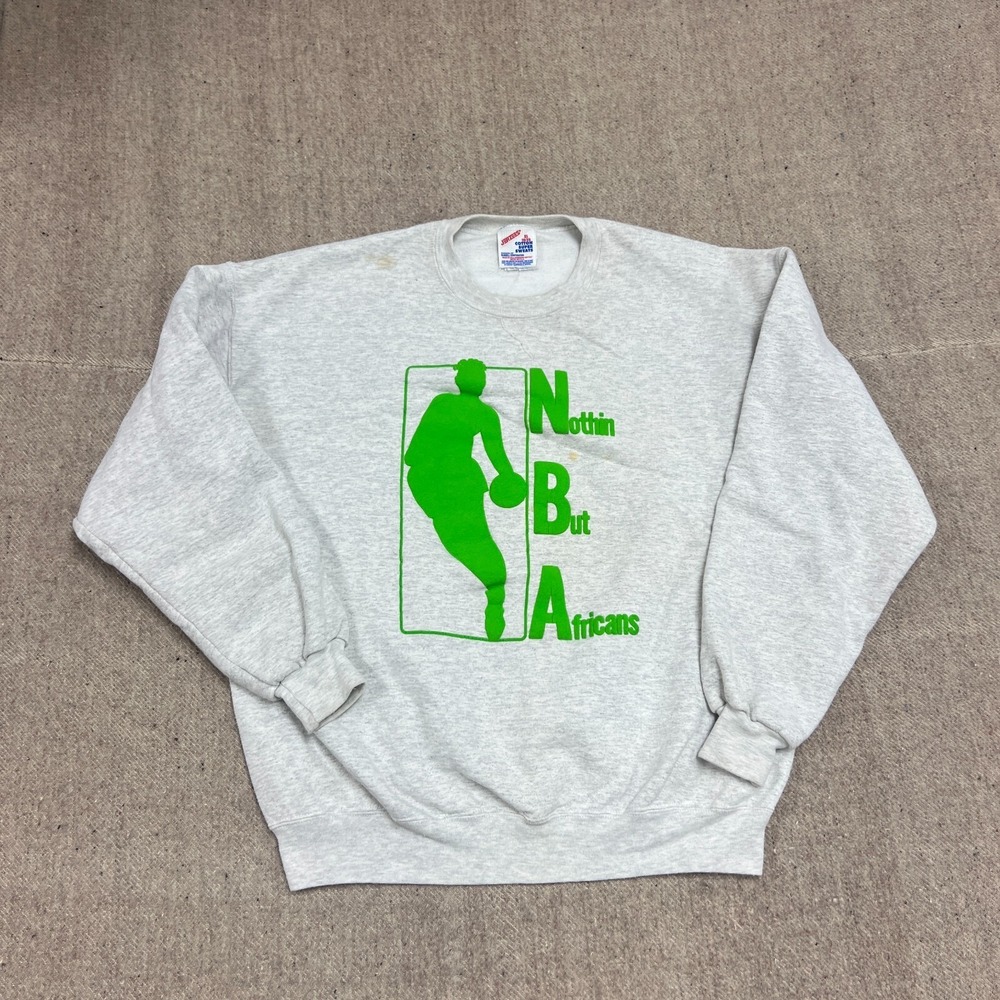 Vintage NBA Parody Sweatshirt Mens XL Gray 1990s African